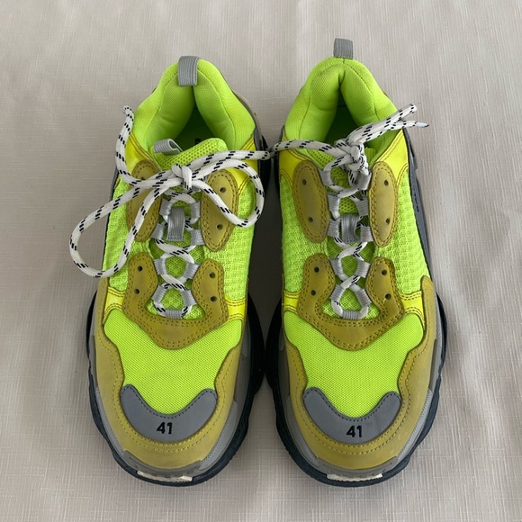 Balenciaga Triple S Low Top Sneakers Neon Yellow